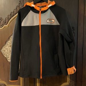 Hooded woman’s Harley jacket